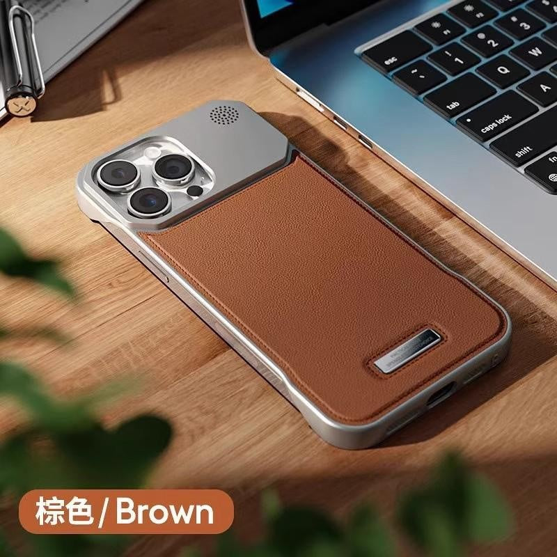 Compatible with iPhone 17 16 15 14 13 12 Pro Max Plus Air Leather Aroma Frameless Magnetic Phone Case Apple 15/14 Metal Protective Cover 13