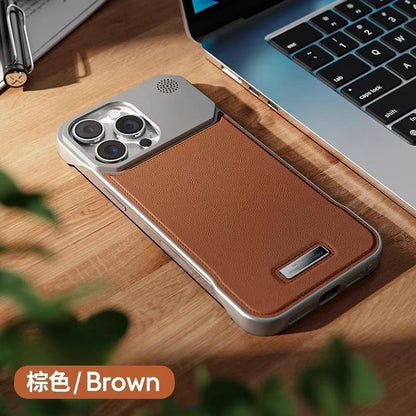 Compatible with iPhone 17 16 15 14 13 12 Pro Max Plus Air Leather Aroma Frameless Magnetic Phone Case Apple 15/14 Metal Protective Cover 13