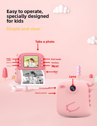 Polaroid Cross-Border HD Photo and Video Children's Camera with Silicone Case Student Children's Print Camera Photo Paper