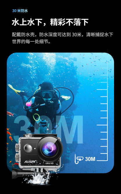 Cross-border new arrival4k Waterproof action camera with anti-shake dual screen HD wifi Outdoor shooting cycling diving camera