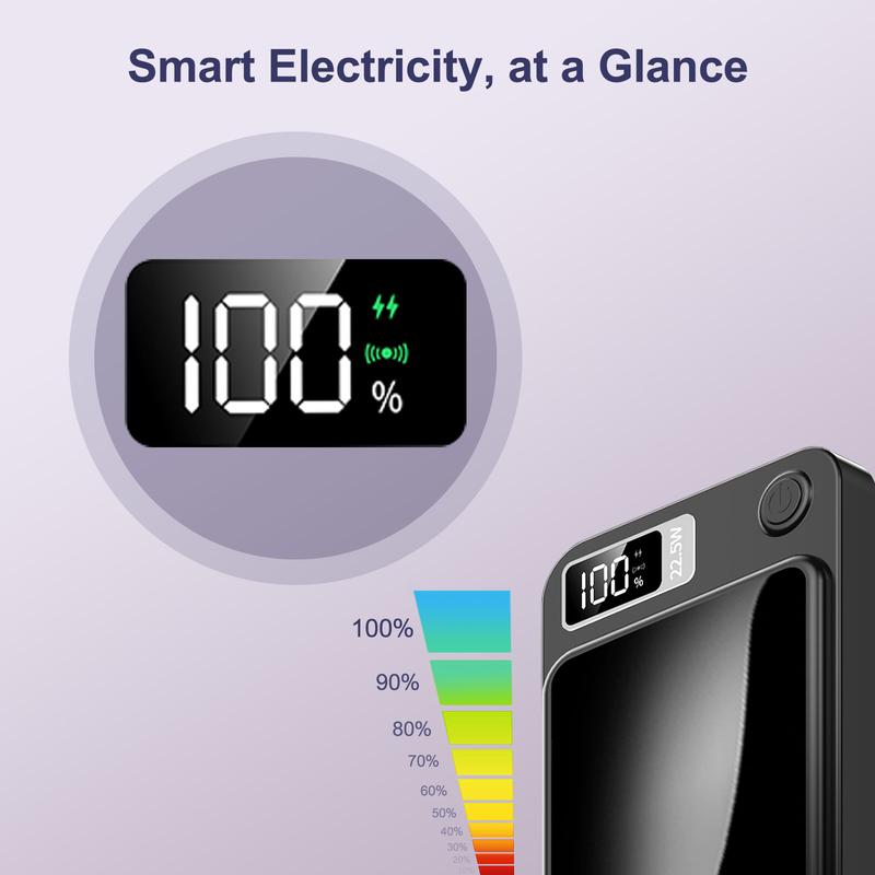 Green Springtok Digital Power Display 10000 mAh Ultra-Thin Mini Wireless Magnetic Power Bank for iPhone & Android Phones, Compact and Portable Charger Chargeable Smartphone Battery