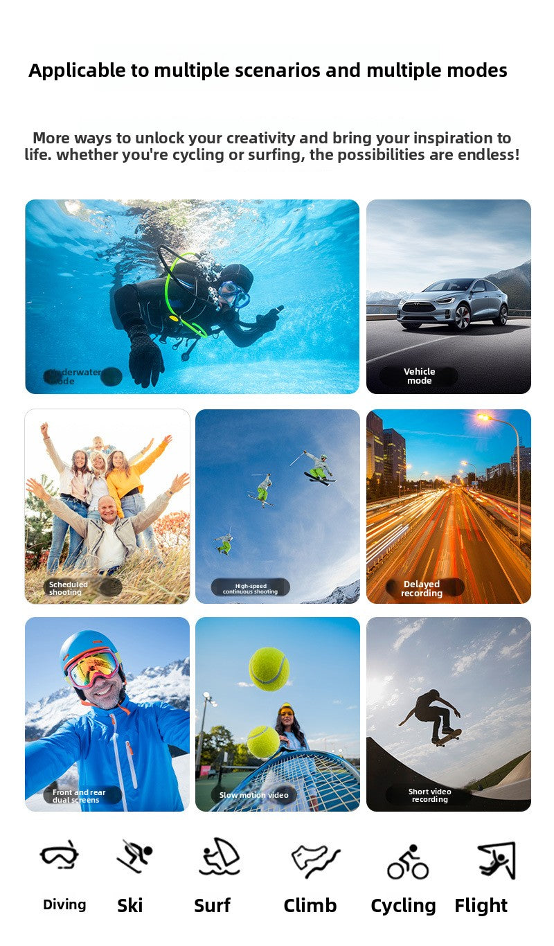 Cross-border 4k waterproof sports camera HD outdoor shooting riding underwater helmet camera sports camera factory