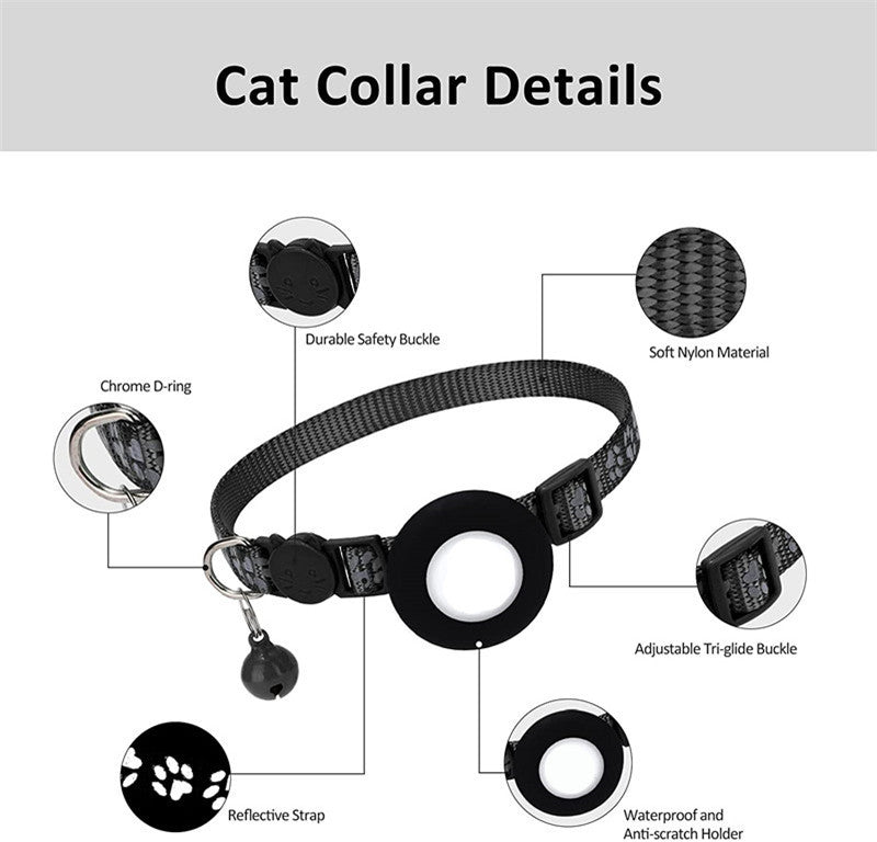 Pet Cat Tracking Collar Only iOS Compatible Apple Find My Locator Footprint Reflective Collar