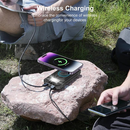 20000mAh Portable Wireless Power Bank, Solar Power Bank Charger for iPhone & Android & Samsung, Dual USB-A Output, USB-C Fast Charging, Smartphone Chargeable , External Battery Pack with Dual Flashlight for Camping