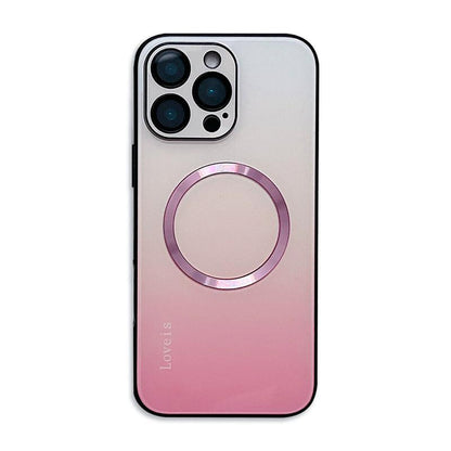 For iPhone 16 15 14 13 12 Pro Max Magnetic Gradient Case with Full Camera Lens Protector [Compatible with MagSafe] Scratch Resistant Gradient Glass Back Cover