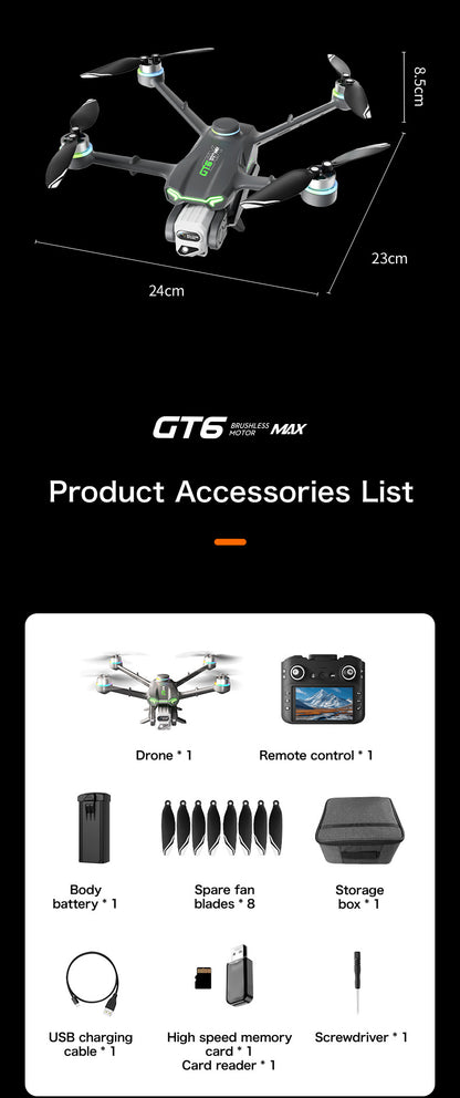 Cross-Border GT6Drone remote control with screen brushless motor HD aerial photography GPS Intelligent Positioning Remote Control Drone