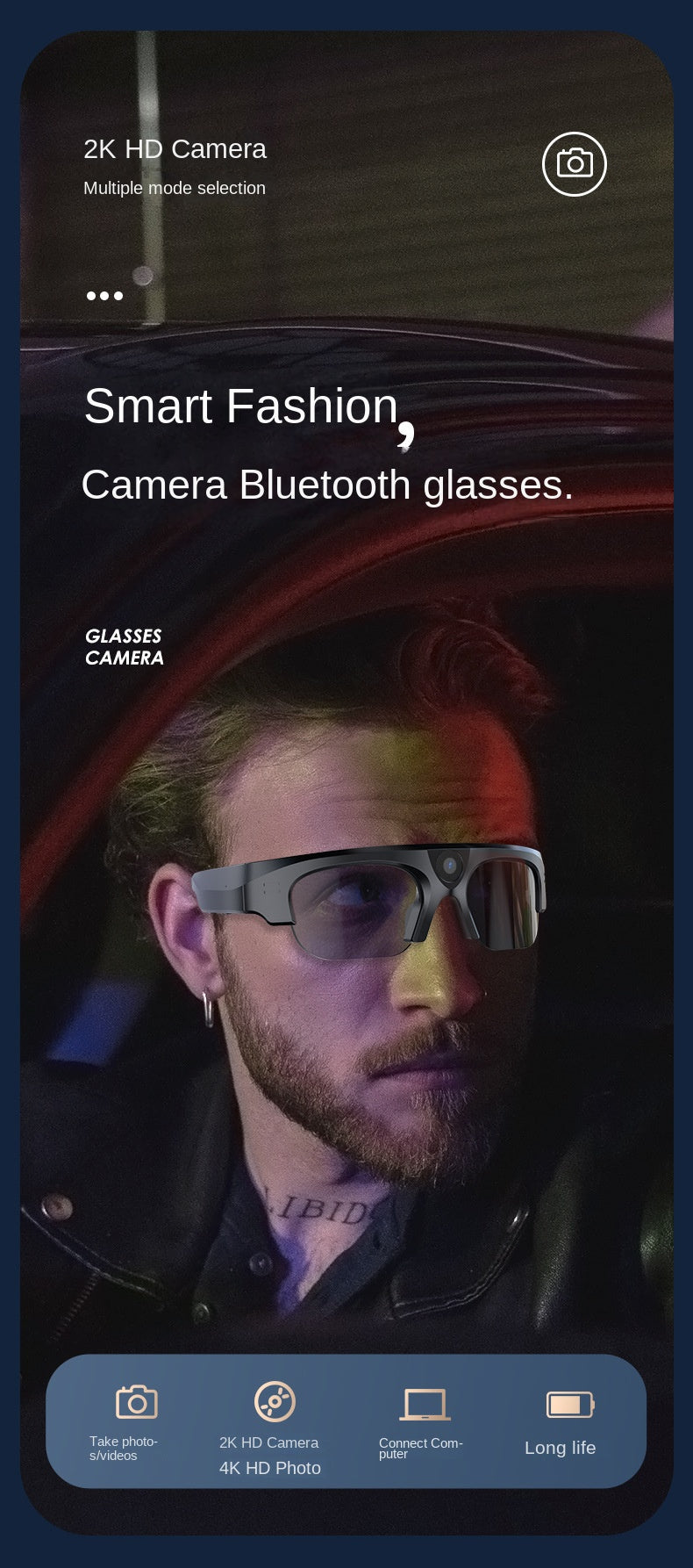 Anti-Blue Light Wireless DV Sports Call Music Listening Cycling Shooting Bluetooth Earphones Audio Smart Glasses
