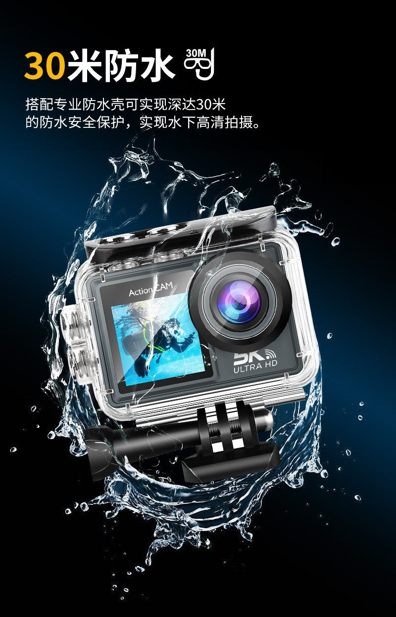 Cross-Border5k Sports Camera Waterproof and anti-shake with wireless microphone support Outdoor shooting recorder factory customization