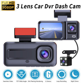 High Definition Car Mount DVR Reversing Image Parking Guard HD Three-Lens Dash Cam Factory Wholesale