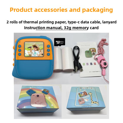 Polaroid Cross-Border HD Photo and Video Children's Camera with Silicone Case Student Children's Print Camera Photo Paper