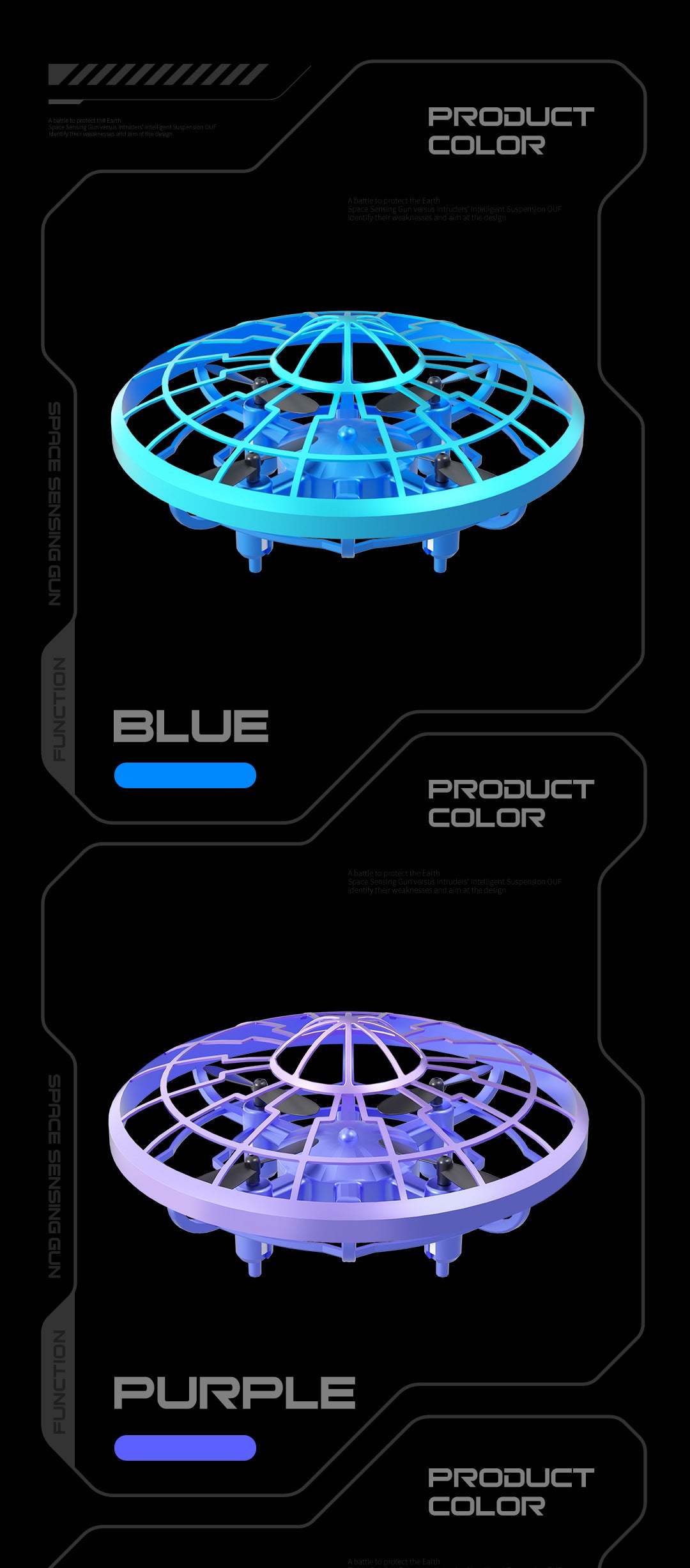 Cross-Border XS4Colorful Induction Quadcopter Children's Toy UFO Mini Drone Levitation Rotating UFO