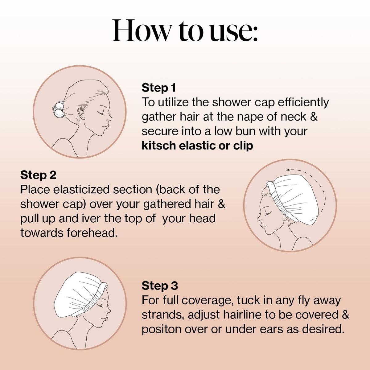 Kitsch Luxury Shower Caps for Women Reusable Waterproof - Flexi Satin Lined, Quick-dry, Adjustable, Hair Cap for Long & Short Hair - Terracotta