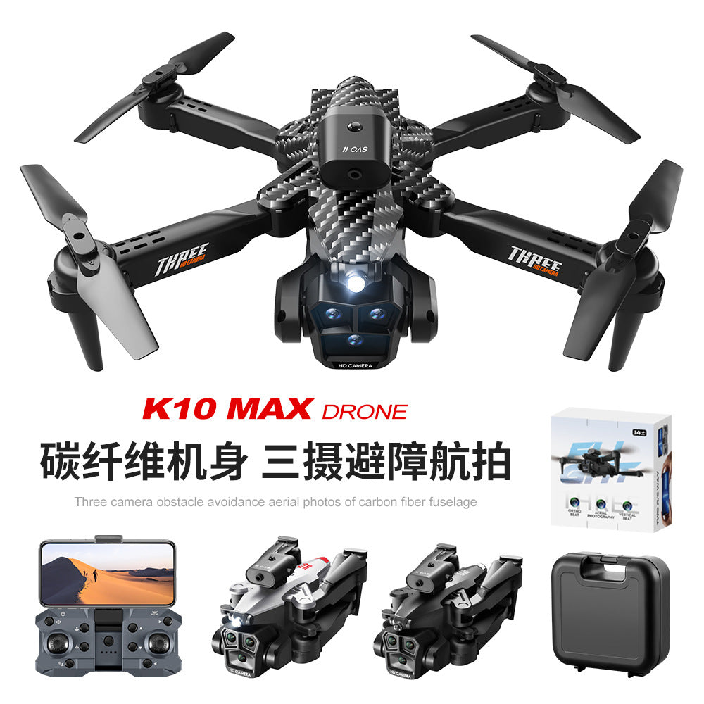 Cross-Border K10MAX High-definition Three-camera Aerial Photography Drone Obstacle Avoidance Remote Control Aircraft Optical Flow Quadcopter drone