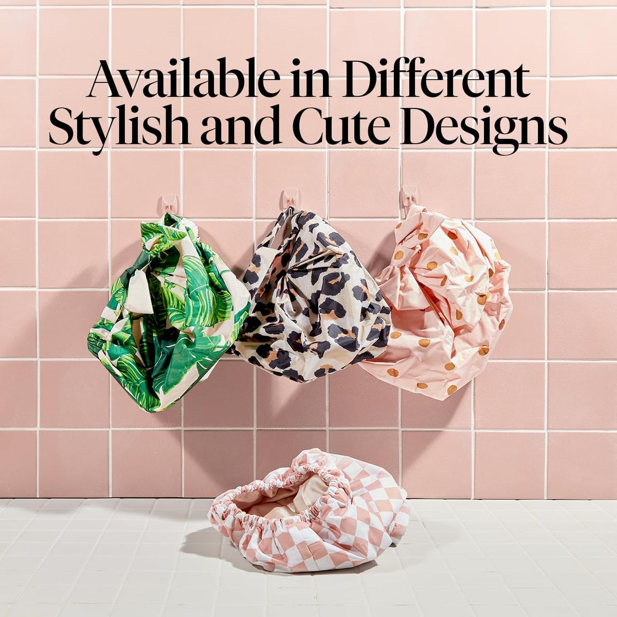 Kitsch Luxury Shower Caps for Women Reusable Waterproof - Flexi Satin Lined, Quick-dry, Adjustable, Hair Cap for Long & Short Hair - Terracotta