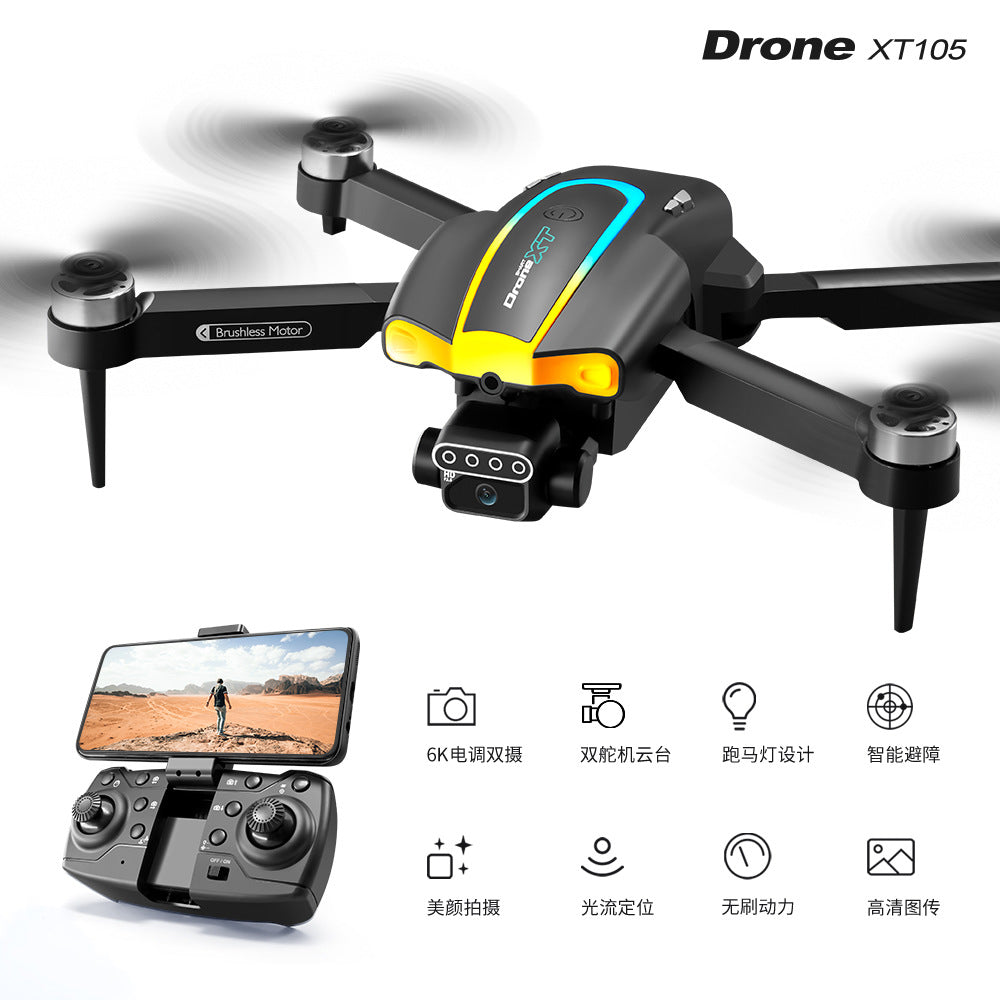XT105Drone Obstacle Avoidance Dual Servo Aerial Photography Quadcopter Brushless Motor Remote Control Aircraft Drone Cross-Border
