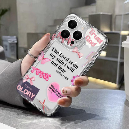 Faith Over Fear Psalm Christian Aesthetic TPU Pattern Phone Case for iPhone 15 16 14 Pro Max 13 12 11 XR XS Plus Non-Yellowing Clear Crystal Drop-proof Protection Slim Silicone Cover Cellphone Protective