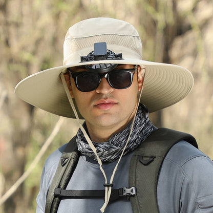 Foreign Trade Hot Item Solar Hat Rechargeable Dual Fan Men's Fishing Fisherman Hat Outdoor Sun Hat Sun Protection Hat