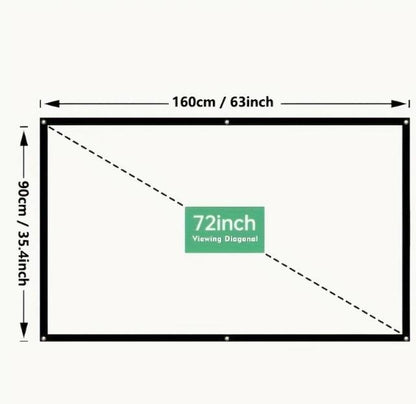 TUOGTCI 72” 16:9 Portable Projection Screen with Stand, Foldable Double Sided Polyester Fiber, Wrinkle Resistant, Washable, For Home Theater, Travel Projector - No Charging, Wireless Free, No Batteries Required