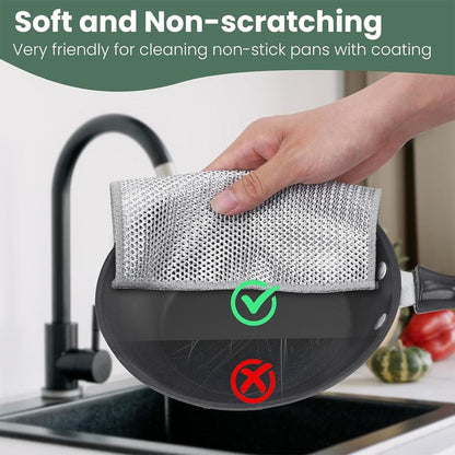 【Freeship】12-Pack Dishwashing Rags, Multipurpose Non-Scratch Wire Dishcloths for Wet and Dry Use,Reusable Wire Cleaning Cloths for Kitchen, Sinks.and Pans Silver Removable, Washable & More