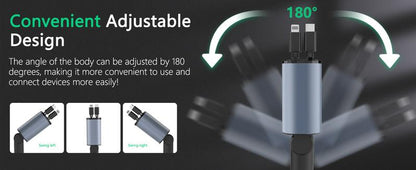 4 in 1 Retractable Car Charger, USB C Fast Charging Adapter[Max100W] with Lightning Cable&Dual Charge Port Compatible with iPhone 15/14/13 Pro Max Plus/iPad/AirPods,Samsung Galaxy S23/S22/S10