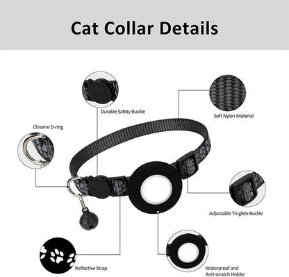 Pet Cat Tracking Collar Only iOS Compatible Apple Find My Locator Footprint Reflective Collar