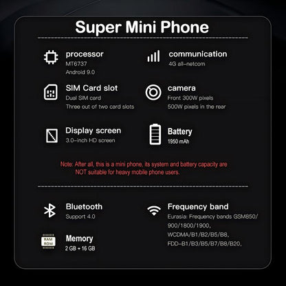 3 Inch Ultra-thin Smart Phone, Android 9.0 2GB RAM 16GB ROM Unlocked Smartphone with 5MP Camera, GPS Bluetooth-compatible 4 Core Smart Cellphone with Phone Case, Cell Phone Gifts for Mom, Android Phone