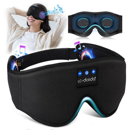 3D Bluetooth Sleep Mask with Headphones, Wireless Music Sleep Headband Eye Mask for Side Sleepers,Sleeping Comfortable Black-3D