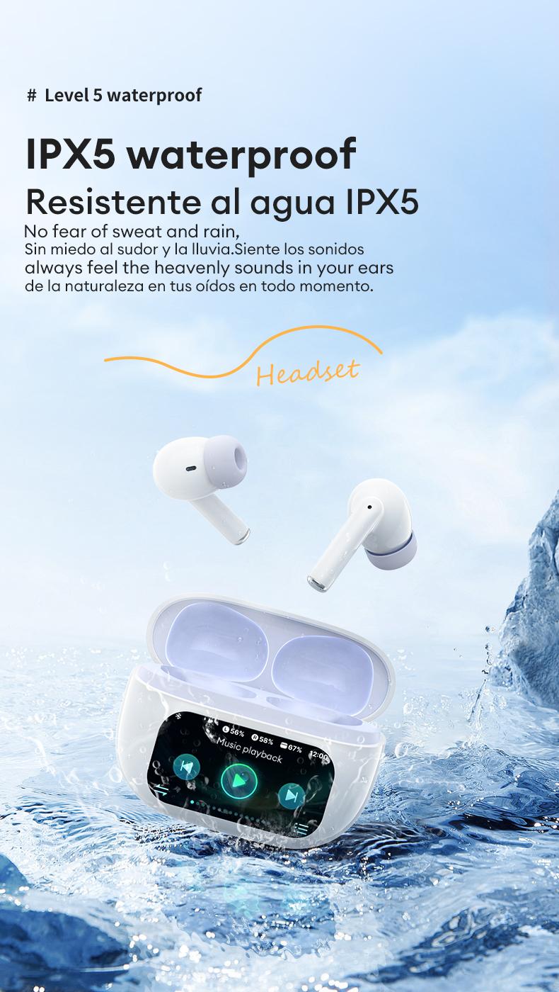 HYUNDAI Friend Pro Noise Reduction Headphones with Full Color Touch Charging Case, Robust Bass Stereo Audio Headset, IPX5 Waterproof & Anti-lost Search Function Earbuds