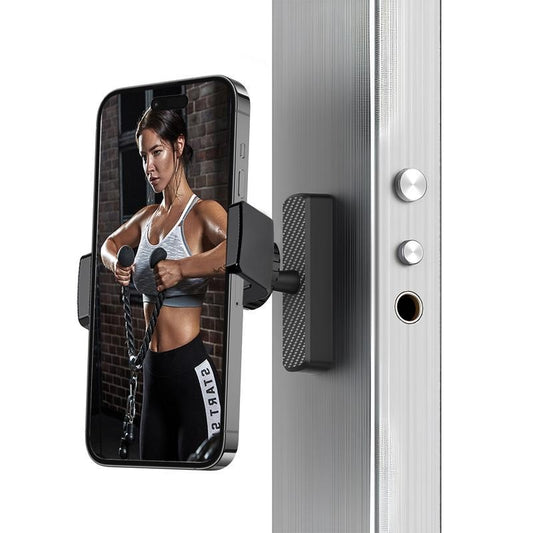 Portable Gym Magnetic Phone Holder with Magnet Base Attach to Metal Surface, 360° Adjustable Gym Phone Holder Magnet Mount for All Smartphones