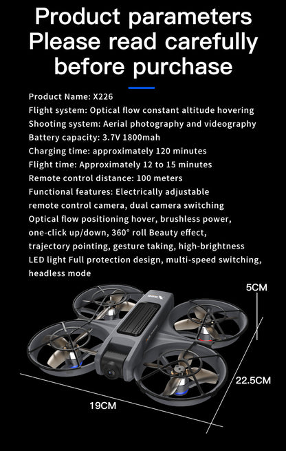 Cross-Border X226Screen-Controlled Drone Optical Flow Positioning Brushless Aircraft HD Aerial Photography ESC Camera Remote-Controlled Airplane