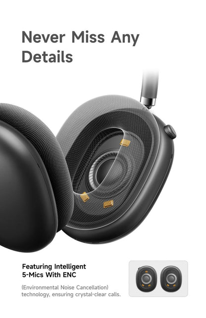 Picun F8 Pro Wireless Headphones - 52dB Noise Cancellation, 5 Smart ENC Mics, Detachable Fabric Ear Cushions, 140 Hour Long Battery Life,  Premium Audio Seamless Dual Device Connection for All-Day Use and Boosted Productivity Bluetooth