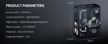 Cross-border Drone GT8Three-Camera Aerial Photography Four-Axis Flight Power Display Over-Distance Reminder Remote Control Toy Airplane