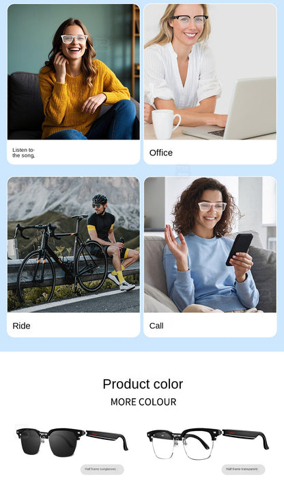 Black Technology Translation Smart Wireless Bluetooth Headset Myopia Glasses Anti-Blue Light Voice Call IOS Android Universal