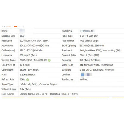 Ht150x02-101 new original 15 inch LCD screen