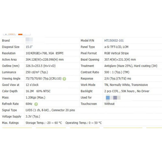 Ht150x02-101 new original 15 inch LCD screen