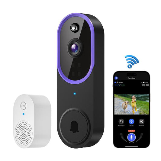 Smart 1080P Video Doorbell Camera Wireless, AI Human Detection, Live View, 2-Way Audio, Included Chime, Night Vision, 2.4G Wi-Fi, Cloud Storage, Indoor/Outdoor Surveillance Cam (Purple)