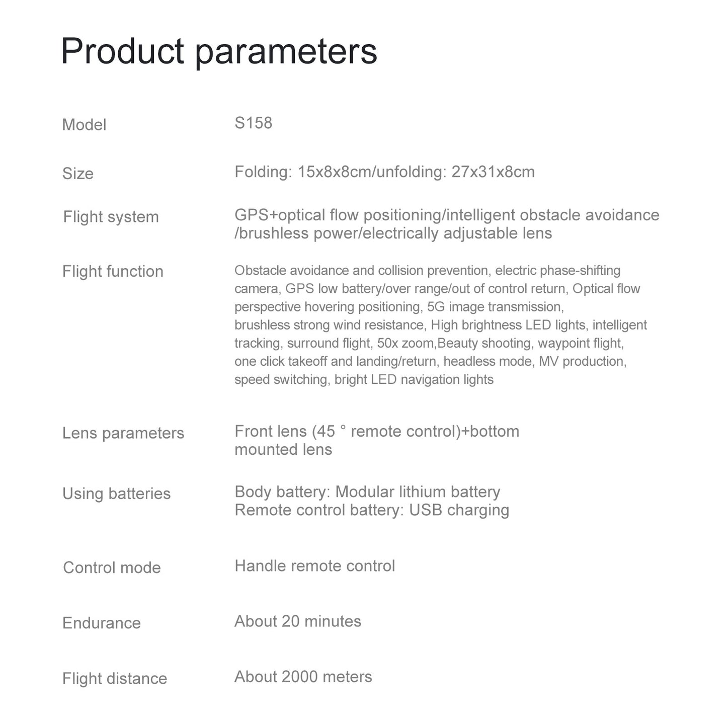 Cross-Border S158Uav GPS Positioning Brushless Motor HD Dual Camera Aerial Photography Obstacle Avoidance Remote Control Aircraft Drone