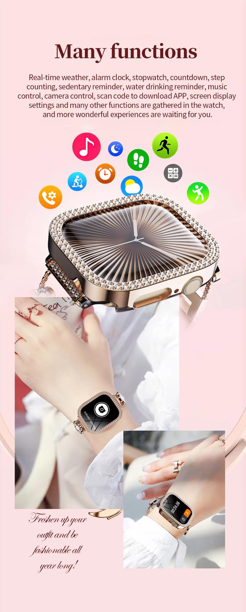 2025 Fashion Smart Watches for Women, Touch Screen Watch, Answer/Make Calls/100+ Sports Modes/Message Reminder, DIY Watch Dials, Wearable Devices, Smart Watches for iPhone/Andriod, Gift for Wife, Girl Friend