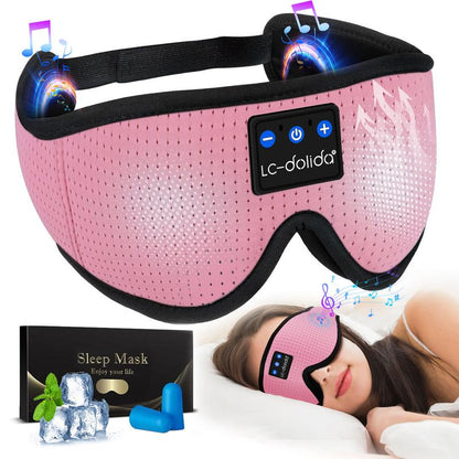 3D Bluetooth Sleep Mask with Headphones, Wireless Music Sleep Headband Eye Mask for Side Sleepers,Sleeping Comfortable Black-3D