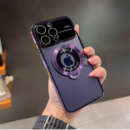 Suitable for iPhone 15 14 13 12 11 Pro Max Plus Transparent Magnifying Glass Phone Case Apple 14 Pro Max Window Magnetic Stand Protective Cover 13
