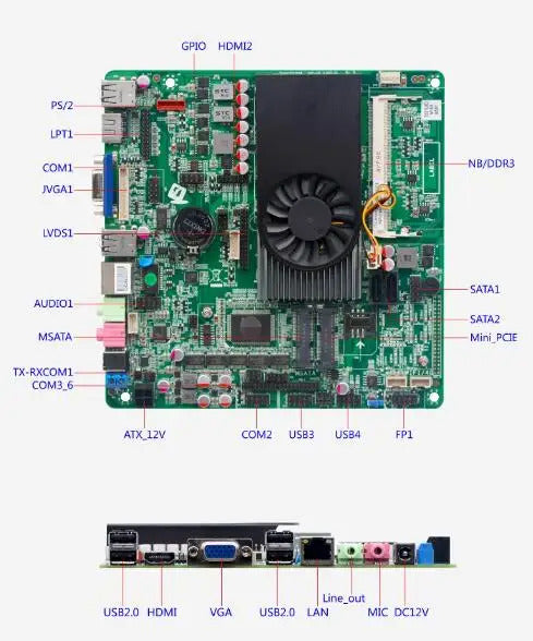 i5-3317u i5-3210M Mini-ITX Motherboard Core CPU IPC SBC Embedded Ultra-thin Mainboard with 6*COM LAN LPT PS/2 DC-12V DDR3 LVDS