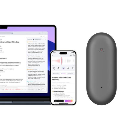 PLAUD NotePin Smart Voice Recorder, 64GB Memory, Supports 112 Languages, App Control, AI Transcribe & Summarize, Audio Recorder for Lectures & Meetings