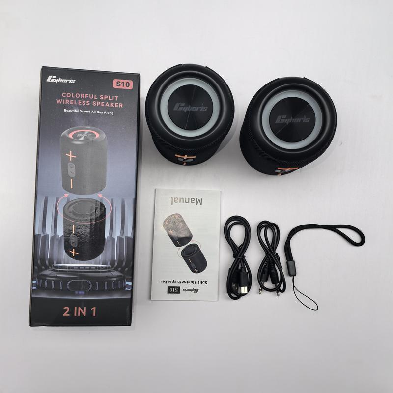 Cyboris springtok  S10 2 in 1 Portable Split Bluetooth speaker Portable subwoofer, 20W High Volume Stereo, IPX6 Waterproof, Smartphone Audio Cyber Black