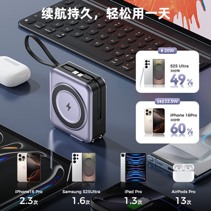 New power bank six-in-one magnetic wireless charger with built-in cable multifunctional AC Plug10000Mah Large Capacity
