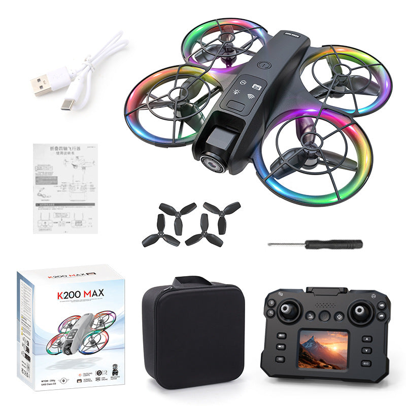 Cross-Border K200 Drone Brushless with Screen Aerial Photography Aircraft Optical Flow Positioning Color Light Full Protection Remote Control Plane