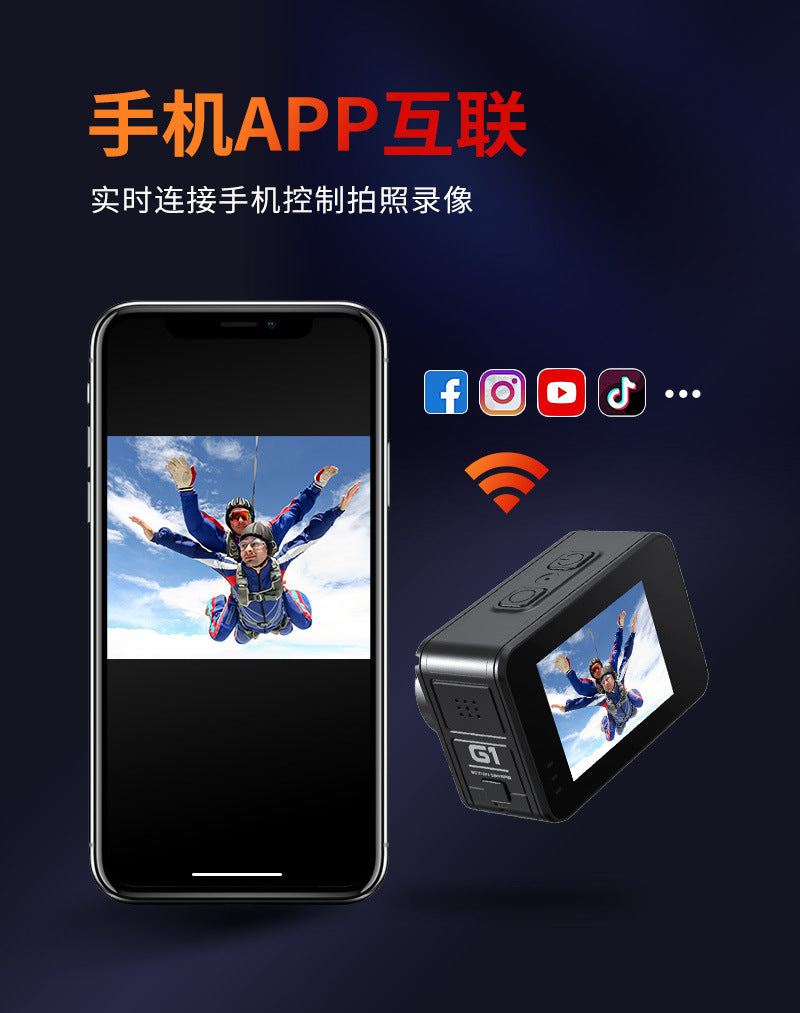 Cross-border new arrival6k Sports Camera Anti-Shake Bare Waterproof Outdoor Cycling Shooting Diving Fishing Sports Camera