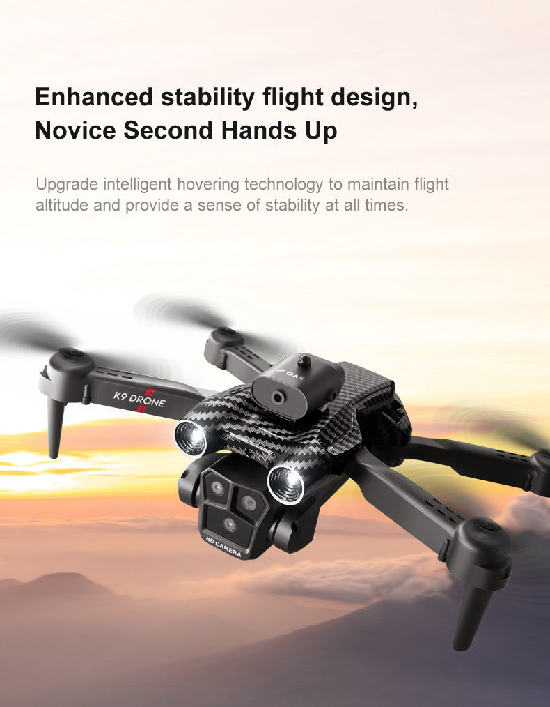 Cross-Border K9MAX Drone Aerial Photography Three Lens Four Axis Aircraft Optical Flow Obstacle Avoidance Remote Control Aircraft Toy drone