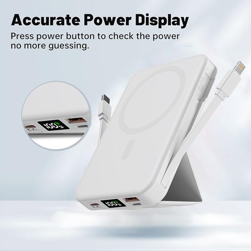 VIL Magsafe Battery Pack, 10000mAh Magnetic Power Bank 22.5W PD Fast Charging with USB-C Cable LED Display Wireless Portable Charger with Stand for iPhone 16/15/14/13/12/Pro