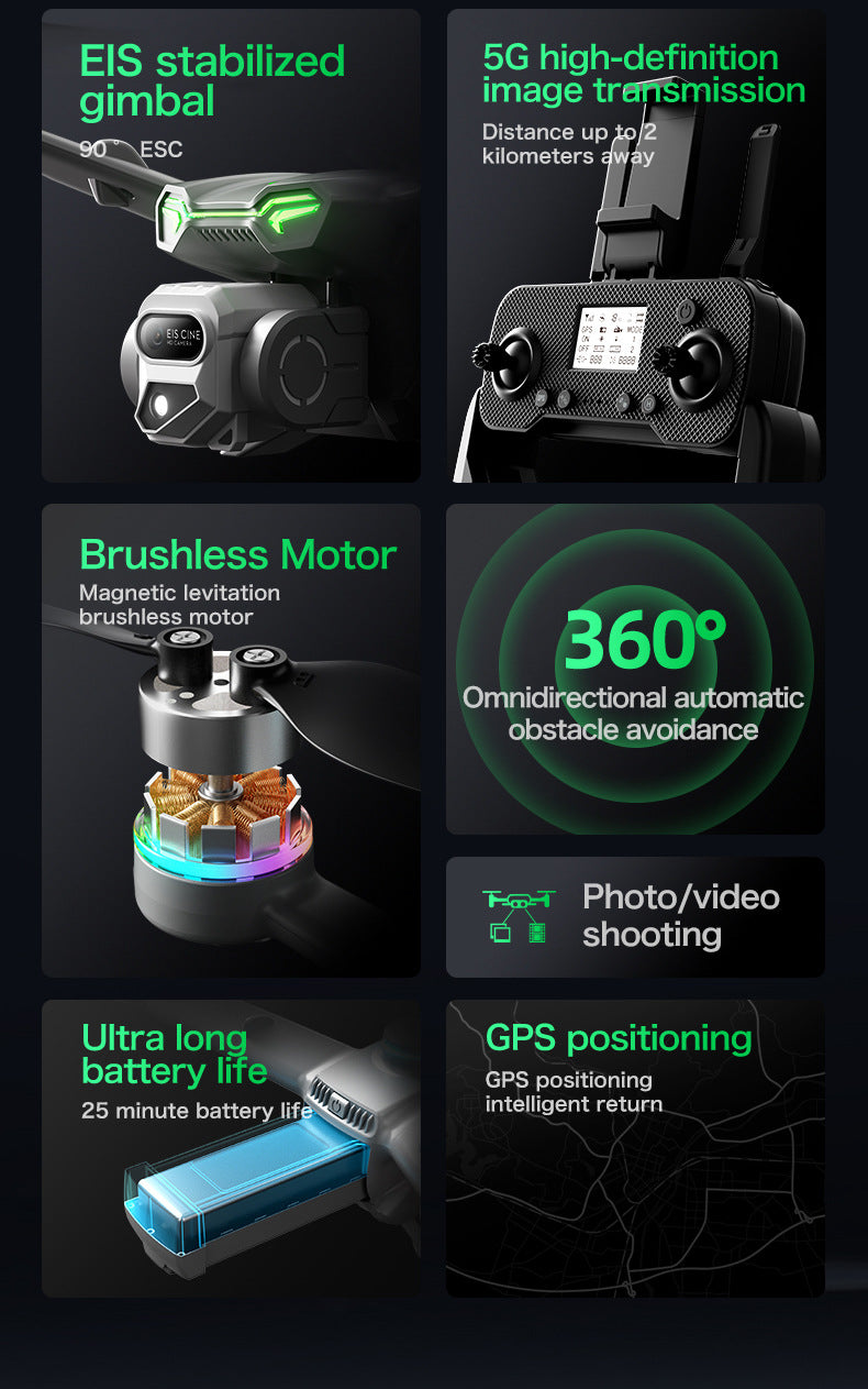 Cross-Border GT6Brushless Drone Intelligent Obstacle Avoidance Optical Flow GPS Return Remote Control Airplane5G Transmission Quadcopter