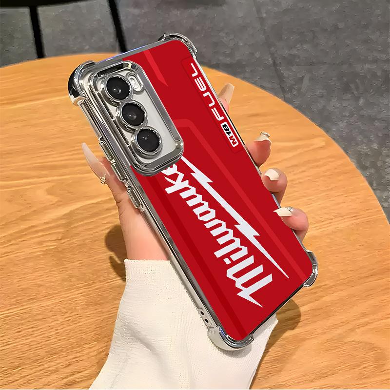 Designed for SAMUNG Galaxy S24/S23/S22 S24+ Smartphone Ultra FE Plus Phone Electroplating luxury transparent four corner anti drop and shockproof phone case Red Pattern Milwaukee Phone Case C010 Screen Protector Protection Screen Protector Protection
